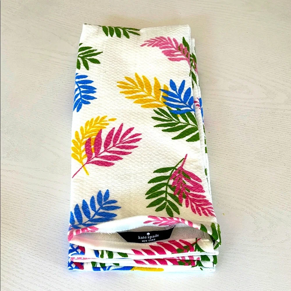 Kate Spade Multicolor Leaf Pattern Towel Set of 2